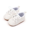 thumbnail image 6 of Baby Boys Girls Shoes Non-Slip Rubber Sole High-Top PU Leather Sneakers Infant First Walking Shoes Toddler Crib Shoes Newborn Loafers Flats White 3 Months, 6 of 6