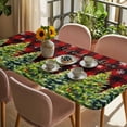 thumbnail image 3 of Green Christmas Tree Table Cloths for 4 Foot Rectangle Tables, Xmas Tree Snowflake Winter Red Plaid Patio Waterproof Elastic Fitted Tablecloths, Washable Rectangular Table Cover for Camping, 3 of 8