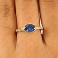 thumbnail image 2 of Blue Sapphire & Cubic Zirconia Band Ring, 925 Sterling Silver Ring. Minimalist Ring. Gift For Her., 2 of 5