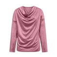 thumbnail image 5 of Lenpel Velvet Tops for Women Plus Size Long Sleeve Cowl Neck Loose Trendy Velour Shirts Dressy Casual Blouses(Pink,X-Large), 5 of 7