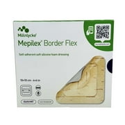Mepilex Border Flex - Self-Adherent Soft Silicone Foam Dressing, 4 Inches x 4 Inches, Tan, Sterile, 5 Count