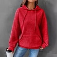 thumbnail image 2 of Women Oversized Hoodie Women Fall Winter Hoodie Thick Waffle Texture Hooded Long Sleeves with Big Pocket Solid Color Loose Elastic Cuffs Drawstring, 2 of 7