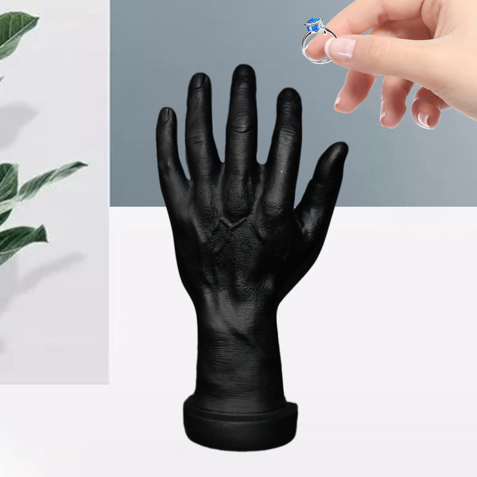 Serenable Hand Model Jokes Toy Lifelike,Photo Props,Fake Hand Mannequin Hand for Cosplay Decoration Jewelry Display Party Nail Training black