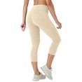 thumbnail image 4 of Lumtrix High Waisted Capri Leggings for Women Tummy Control Soft Yoga Pants Gym Workout Running Leggings with Pockets Beige L, 4 of 6