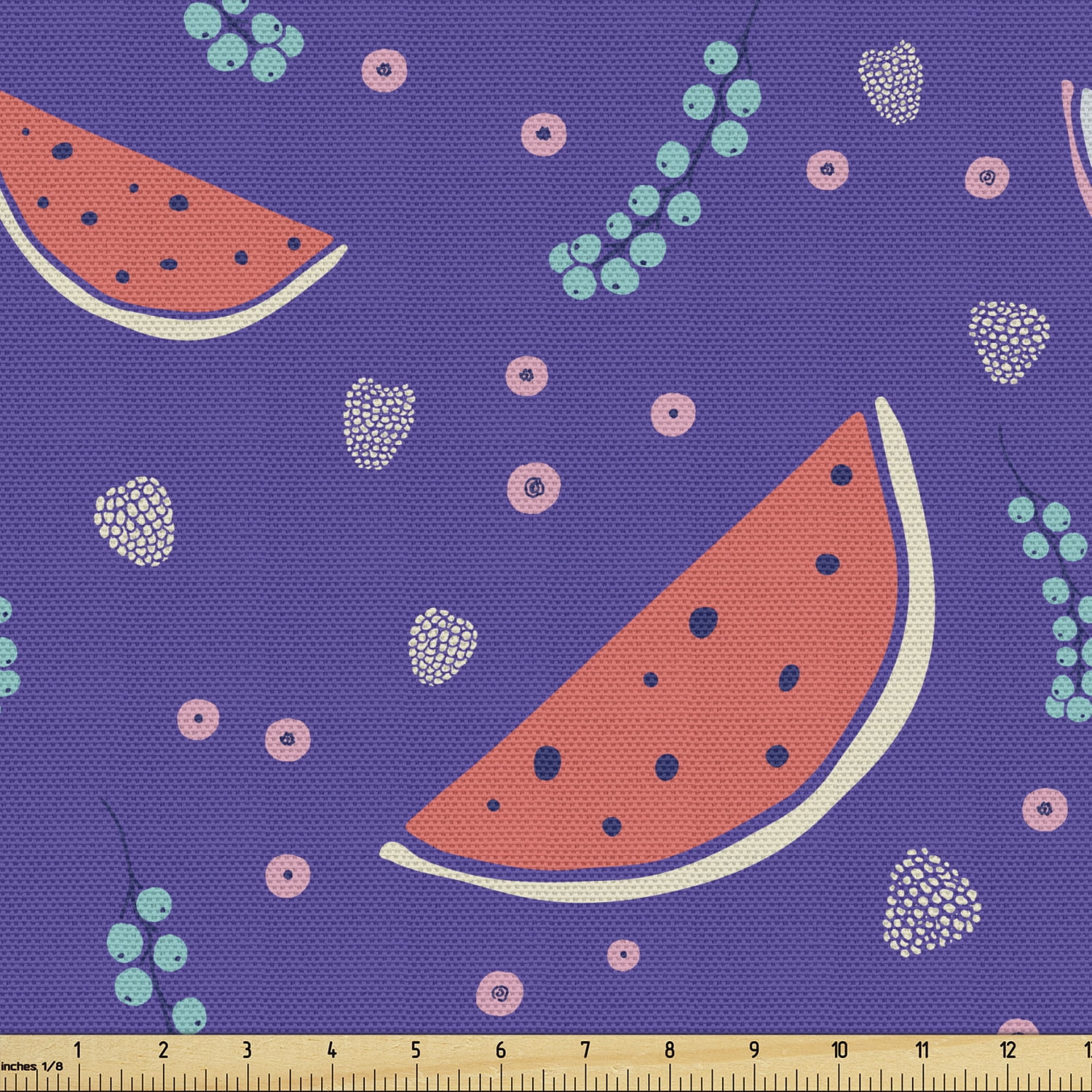 Watermelon Fabric by the Yard Continuous Tasty Summer Fruits and