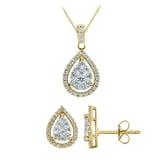 0.96 CT. T.W. Diamond Earring and Pendant Necklace Set in 14K Gold