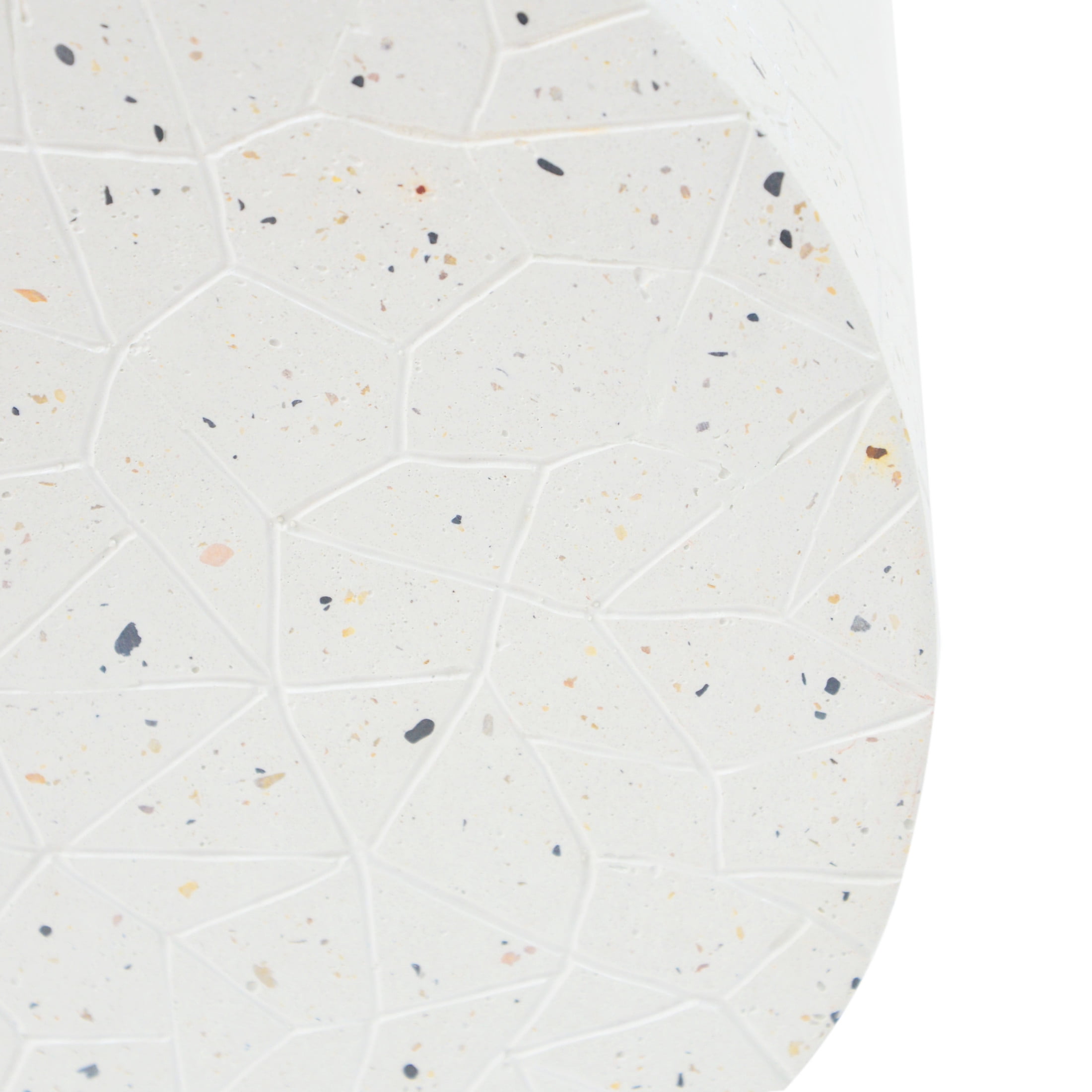 Morien Outdoor Patio Round Accent Table, Concrete, Terrazzo White
