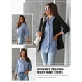 thumbnail image 6 of Nlife Women Striped Lapel Collar Long Sleeve Single Breasted Pocket Shirt, 6 of 7