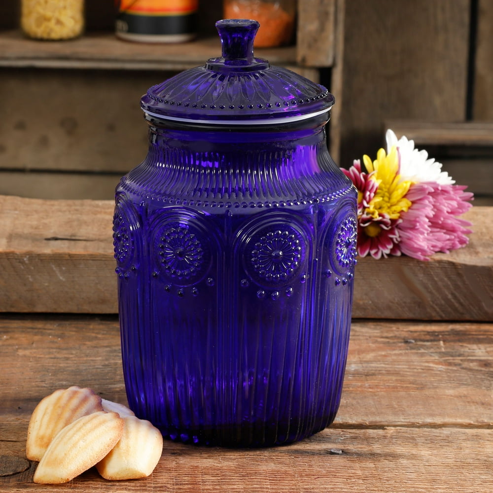 The Pioneer Woman Adeline Glass Canister, Cobalt