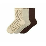 HUE Women's Jeans Sock Pack of 3 Oatmeal Leopard Pack One Size