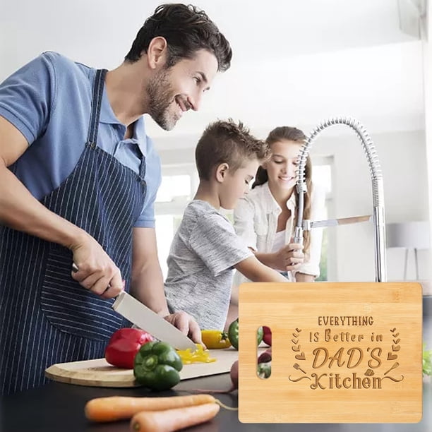 Xihbxyly Tabla de Cortar para El Día Del Padre, Diseño Único de Madera Tallada, Complemento Decorativo para El Hogar, Madera Natural, Regalo Perfecto para Papá, Abuelo y Padre, Tamaño 28 X 19,5 X 1 C