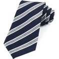 thumbnail image 1 of ORUYROP Cravate Formelle en Soie Jacquard Bleu Gris à Rayures Classiques pour Hommes, 1 of 5
