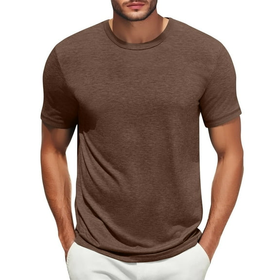 JGNGSHN Men's Round Neck Solid Color T-Shirt, Comfortable Slim Fit Short Sleeve Casual Shirt