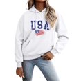 thumbnail image 4 of Fall Hoodies Women Usa Hoodies Oversized Long Sleev Drawstring Sweatshirt With Pockets Pullover Sweatshirts Women White L, 4 of 6