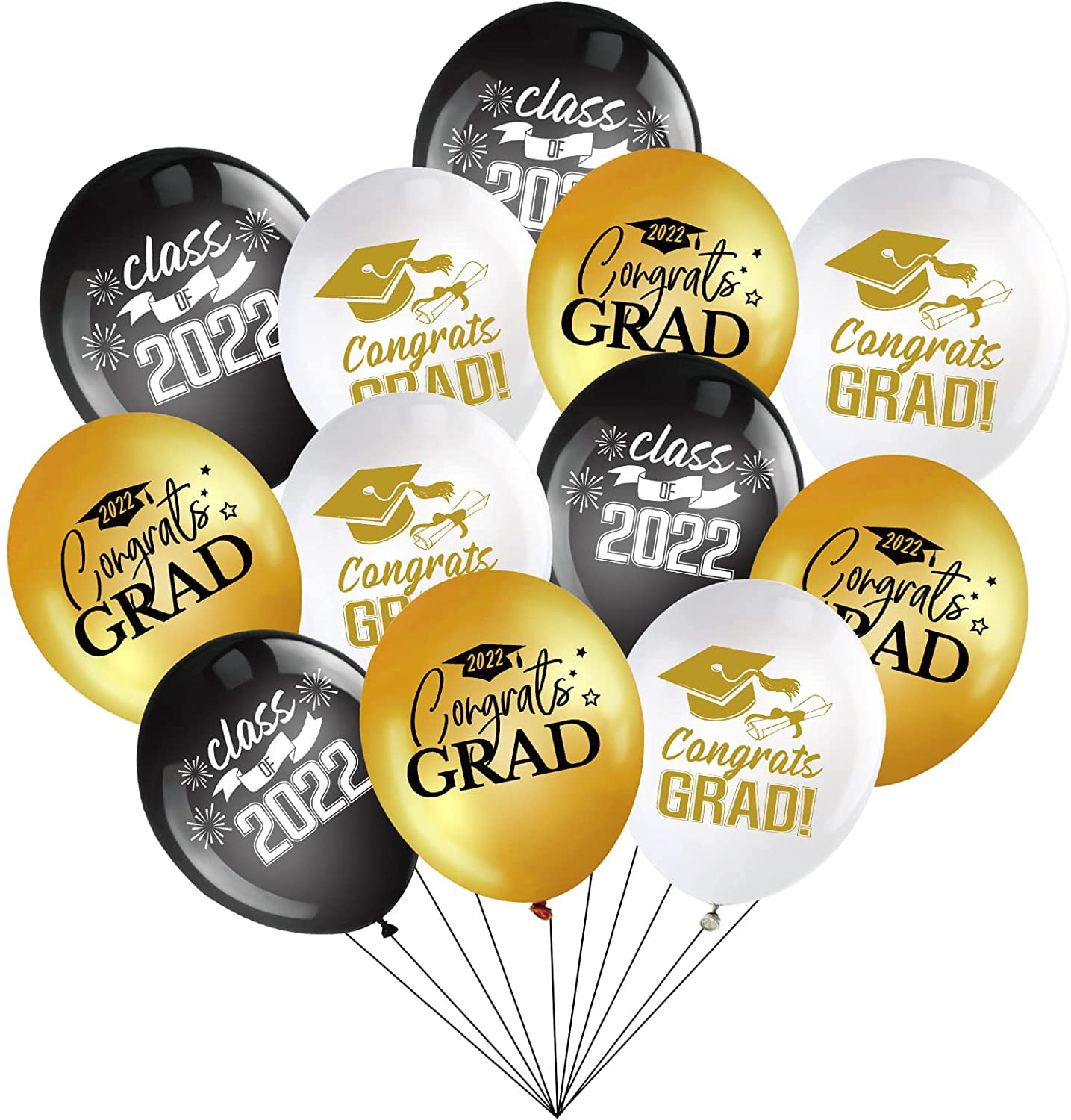 Graduation 12" Black Original Latex Balloons Congratulation Graduate 
