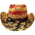 thumbnail image 2 of Silver Fever Fashionable Woven Straw Cowboy Hat with Cut-Outs and Beads American Colors Teastained, 2 of 7