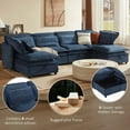 thumbnail image 2 of Modern Polyester U-Shaped Sofa with Double-Layer Cushions, 6-Seater, Storage Function, Convertible to Bed, Living Room Furniture, 2 of 23