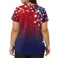 thumbnail image 5 of KDDYLITQ 250 Anniversary Usa Tshirt for Women July 4th National Flag Print V Neck Tops Liberty Usa Flag Independence Tees Red White and Blue Basic Short Sleeve Blouses Dark Blue L, 5 of 6