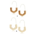 thumbnail image 3 of 1 Pair Rattan Earrings Lightweight Geometric Handmade Exquisite Fashion Straw Wicker Attractive Unique Design for Girl Woman white, 3 of 6