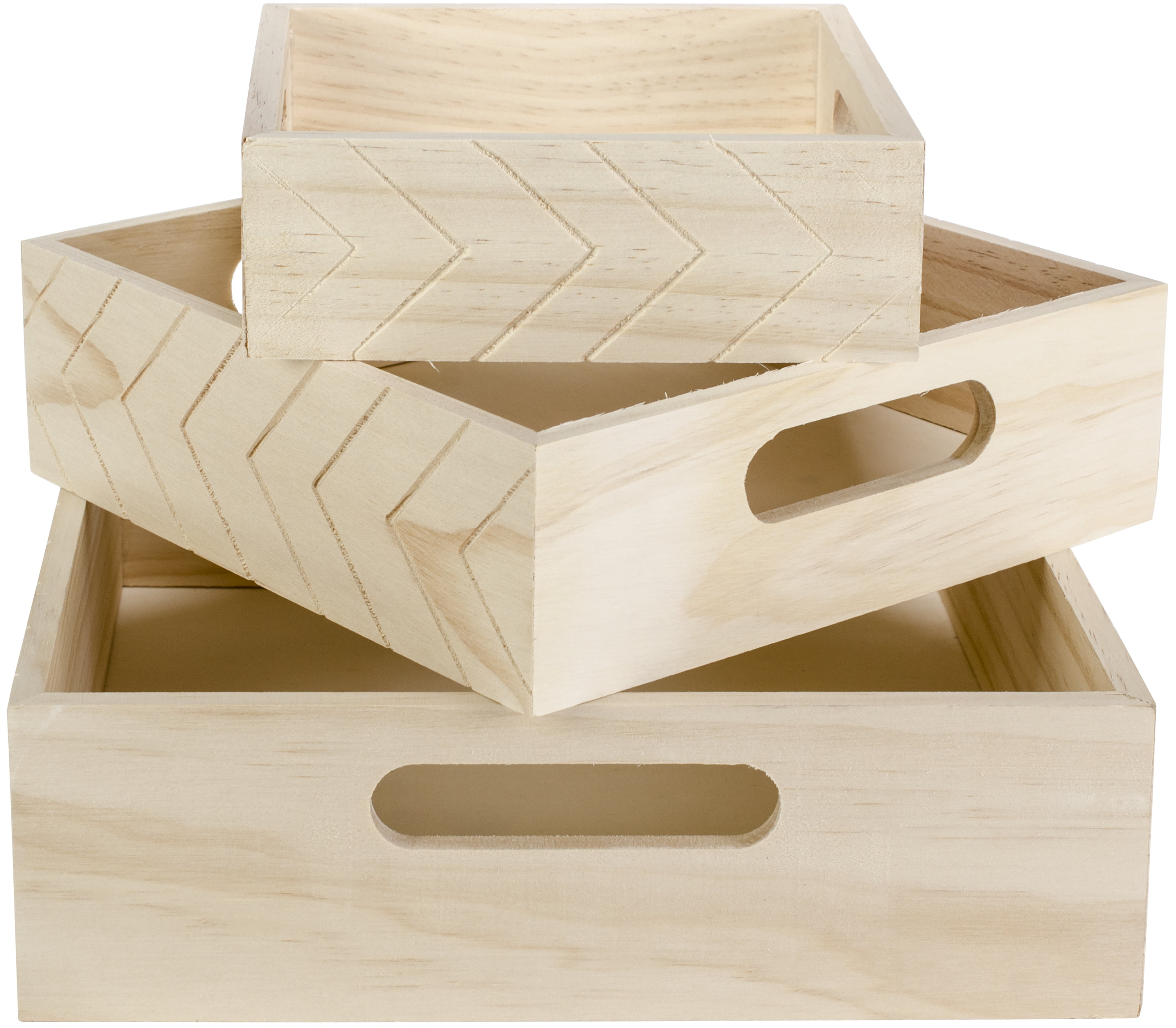Wood Crates 3/Pkg6", 8" & 10"