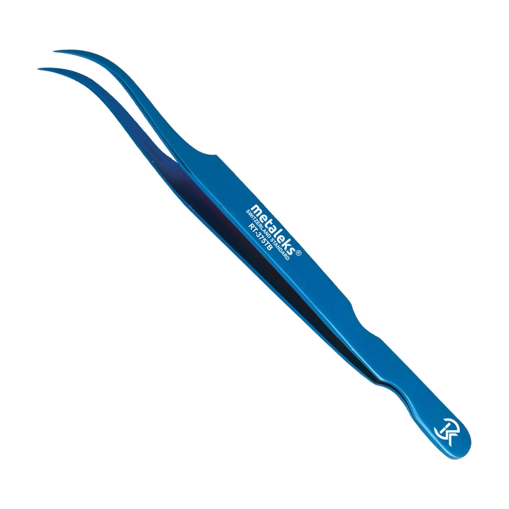 3Pcs Russian Volume Japanese Stainless Steel Tweezers for Eyelash Extension in Blue Titanium Coated with Blue Magnetic Kit