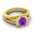 thumbnail image 4 of Diamond-Capitals 2.35 Carat Oval Cut Amethyst & Citrine Gemstone Luxurious Wedding Ring for her Solid 18K Yellow Gold Size 9.5, 4 of 8
