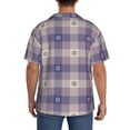thumbnail image 5 of Gaeub Purple Floral Gingham Check Plaid Men's Lapel Short Sleeve Shirt, Relaxed Fit Shirt, Soft and Breathable for Outdoors Party Travel - Small, 5 of 7