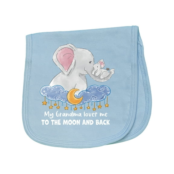 Inktastic My Grandma Loves Me to the Moon and Back Elephant Family Baby Burp Cloth