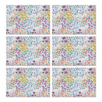 Pioneer Flower Floral Print Pattern Summer Placemats Table Placemats Set Of 6-Linen Kitchen Washable Placemats Table Mats 12x18 Inch Non-Slip Heat Resistant