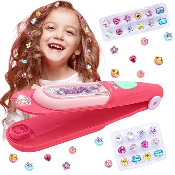 Hair Gem Stamper Kit Hair Styling Tool with Reusable Shining Diamonds Christmas Birthday Gifts Toys for Girls Ages 3 4 5 6 7 8