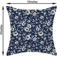 thumbnail image 6 of Navy Blue Floral Pillow Covers 18x18 Inch 2 Pcs Vintage Flower Decor Throw Pillows Boho Seasonal Spring Summer Outdoor Farmhouse Decoration Pillowcase Linen Cushion Cover for Couch Sofa Bed, 6 of 6