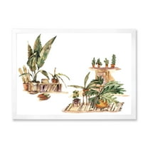 Designart 'Indoor House Plants Urban Jungle in Flowerpots III' Traditional Framed Art Print