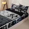 thumbnail image 2 of Manfei Adventure Camper Wildlife Zipper Twin Comforter Sets with Fitted Sheet and 2 Pillowcases,Minimalist&nbsp;Plaid Zipper Bedding Set,Navy Gray,Reversible, 2 of 7