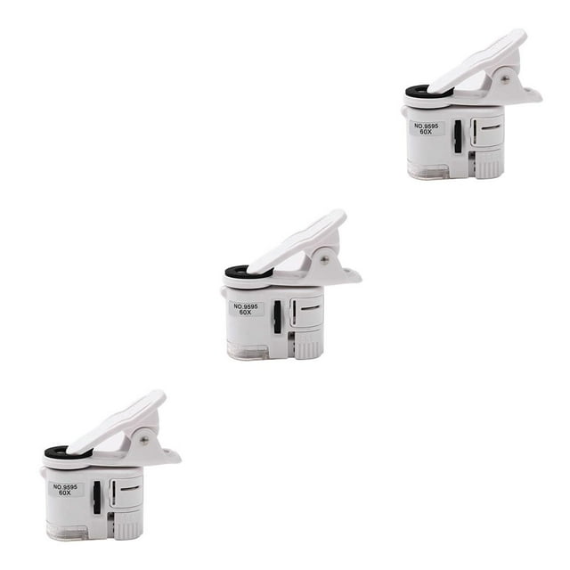 Wisewang 60X Objectif de Microscope de Téléphone Portable Type Clip pour Micro Caméra Clip avec NE Blanc 3ensemble