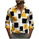 thumbnail image 3 of Ceisia Men's Red-Blue Wave Print Shirt | Stretchy Slim Long-Sleeve Turndown Collar Casual Top Gift, 3 of 5