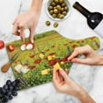 thumbnail image 4 of Flower Cutting Board, Colorful Field Poppies Bloom Flowers Lavender Farmland Hills Scenery, Decorative Tempered Glass Cutting and Serving Board, Wine Bottle Shape, Yellow Red Green, by Ambesonne, 4 of 5