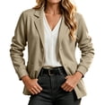 thumbnail image 2 of Chiccall Women’s Sweatshirt Blazer Jacket, Long Sleeve Lapel Shoulder Pads Lined Office Casual Sport Coat with Pockets, Loose Fit Work Outerwear for Daily Business, 2 of 9