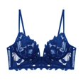 thumbnail image 1 of Ropa interior de encaje bordado con escote en V profundo sexy europeo y americano para mujer, sujetador de traje con fruncido pequeño y pecho grande ultrafino, 1 of 5