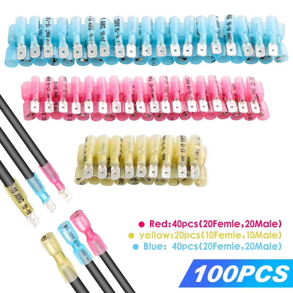 100PCS Heat Shrink Connectors, EEEkit Electrical Wire Connectors Crimp