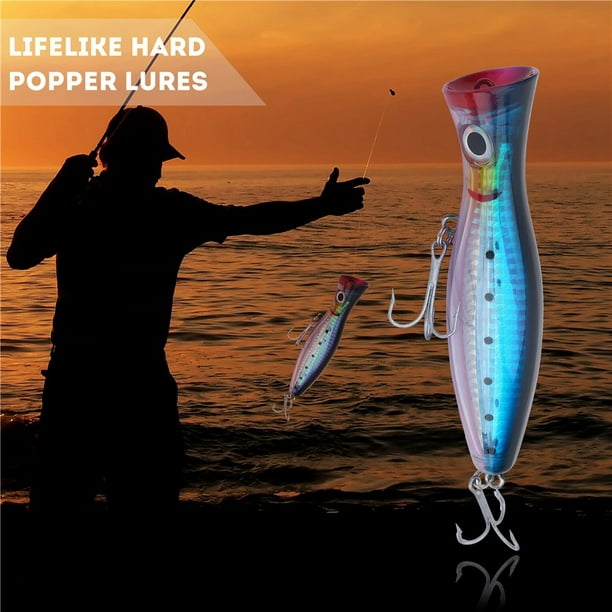 LAFGUR Popper Lures, Eco‑friendly Material Lifelike Lures, Easy To Carry  The Best Gift For Father Son Husband Fiance And Boyfriend Fisherman Fishing  Accessory Tackle 