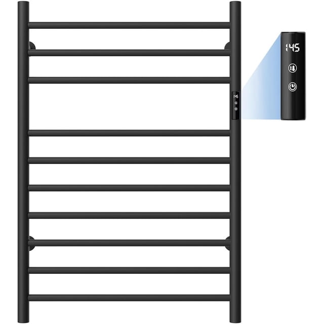 Towel Warmers for Bathroom Heated Towel Rack Wall Mounted with LED Intelligent Touch Screen Timer Fast Heating Plug-in Brushed Nickel