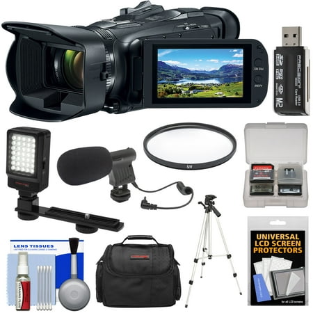 Canon Vixia HF G50 Wi-Fi 4K Ultra HD Video Camera Camcorder with LED Video Light + Microphone + Case + Tripod + Filter +