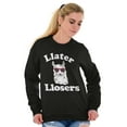 thumbnail image 4 of Llater Losers Nerdy Geeky Cute Llama Unisex Plus Fleece Graphic Sweatshirt Brisco Brands 2X, 4 of 5