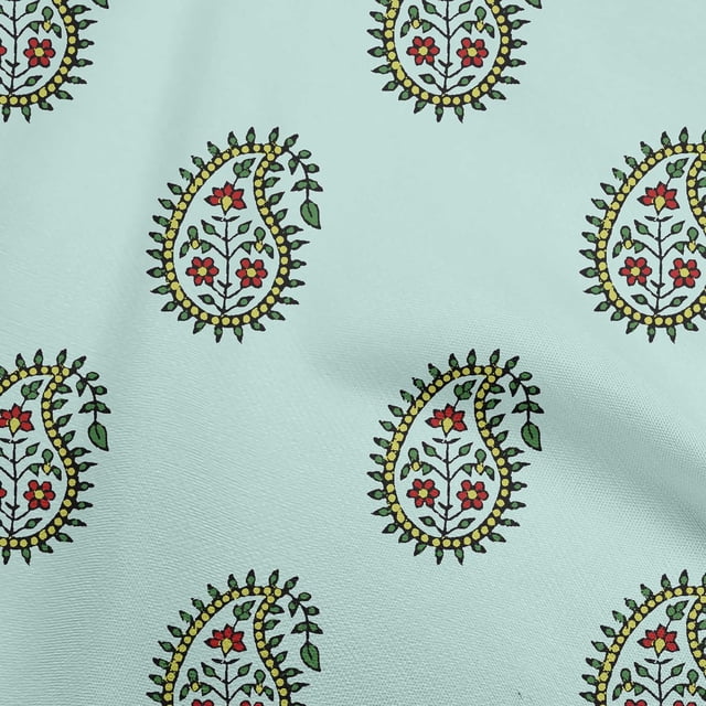 oneOone Cotton Jersey Mint Green Fabric Block Craft Projects Decor Fabric Printed By The Yard 58 Inch Wide-R0