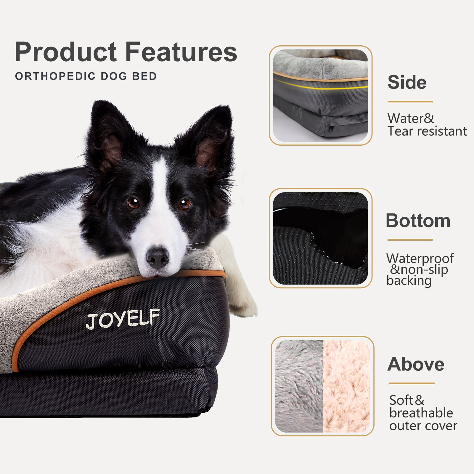 JOYELF Memory Foam Dog Bed Small Orthopedic Dog Bed & Sofa with Removable Washable Cover and Squeaker Toys as Gift