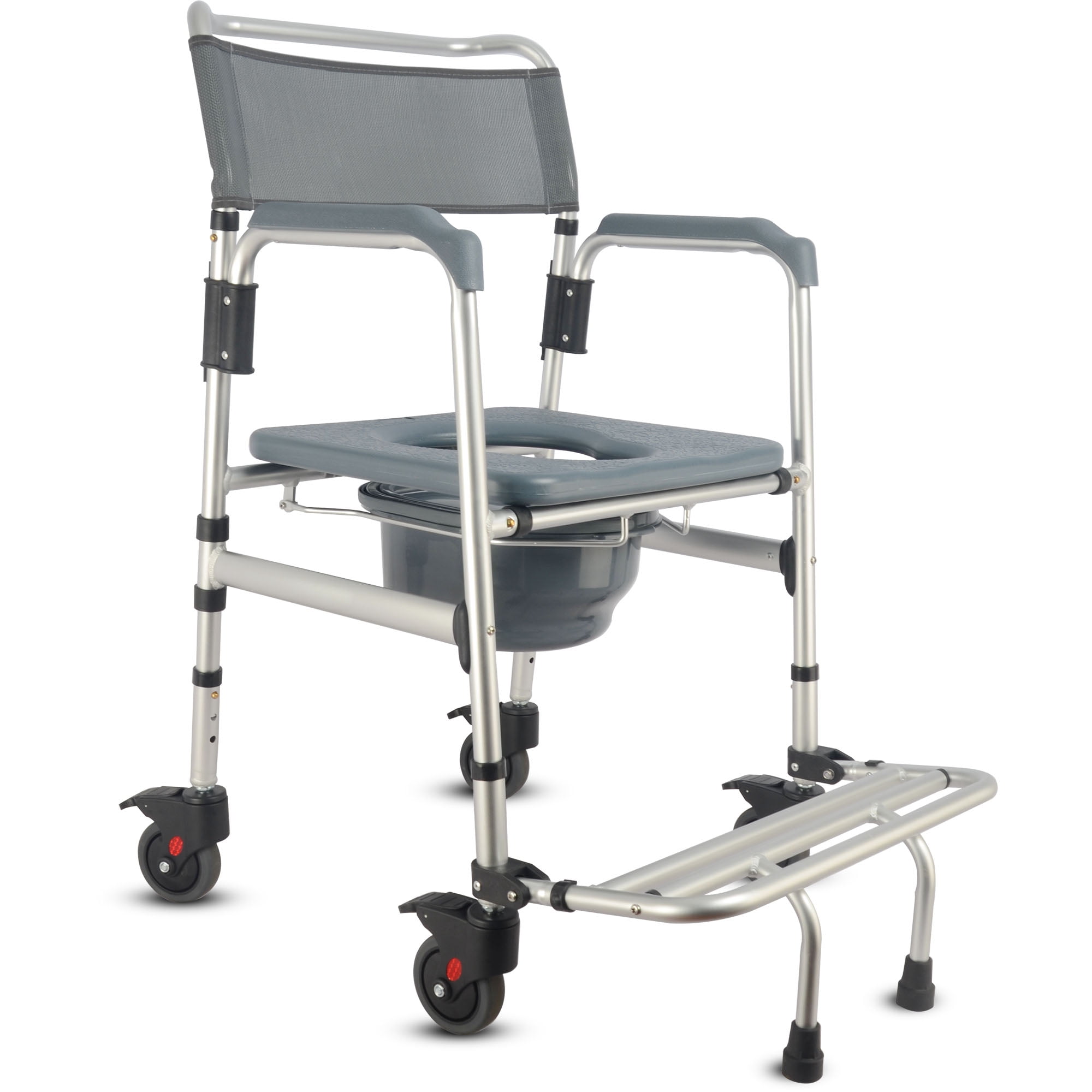 HygiCare 3 in 1 Commode Chair, Tool-Free, Aluminum, Heavy-duty, Up to 300 lbs, Adjustable Height, with Bucket