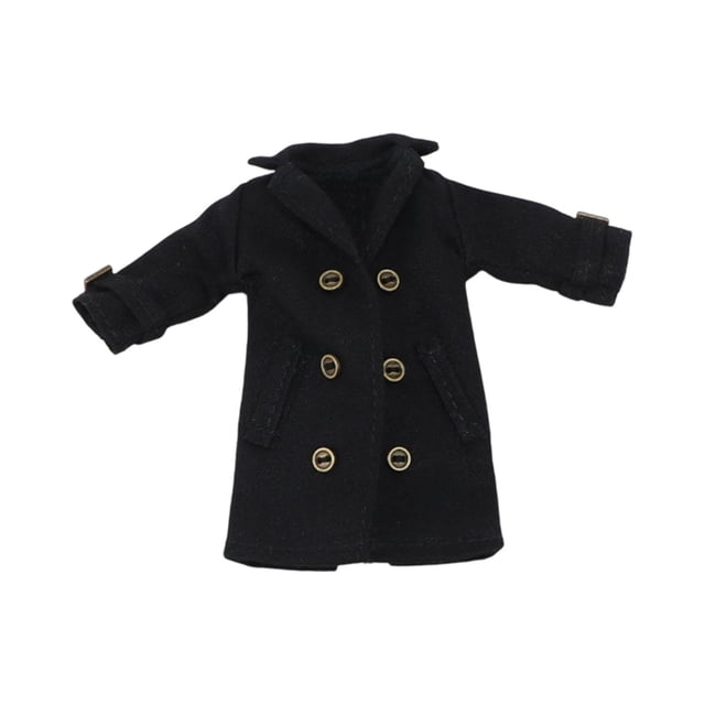 Ropa para figuras de acción a escala 1/12, gabardina para mujer, mini accesorio para fotos, muñeca. Negro