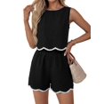 thumbnail image 3 of Women 2 Piece Vacation Outfits Lounge Sets Casual Cropped Tank Tops Shorts Matching Set Black L, 3 of 9