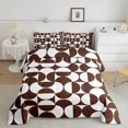 thumbnail image 2 of Castle Fairy Retro Split Circle King Size Comforter Sets 3pcs,Mid Century Curved Comforters King Size,Chocolate White,Reversible,1 Comforter and 2 Pillowcases, 2 of 6