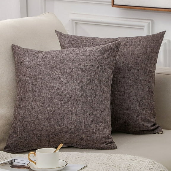 XmhyTop-A Throw Pillow, 2 Pack 45*45cm Linen Pillow Textured Pillow Boho Pillow Farmhouse Decorative Pillows for Living Room Bedroom Home Decoration,Brown Grey